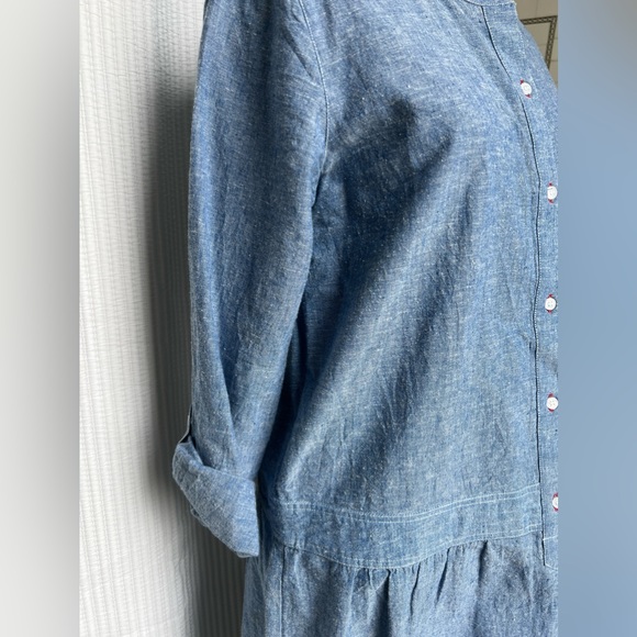 Like new Soft JOIE Blue Chambray Long sleeve drop waist dress Sz S - Picture 4 of 10